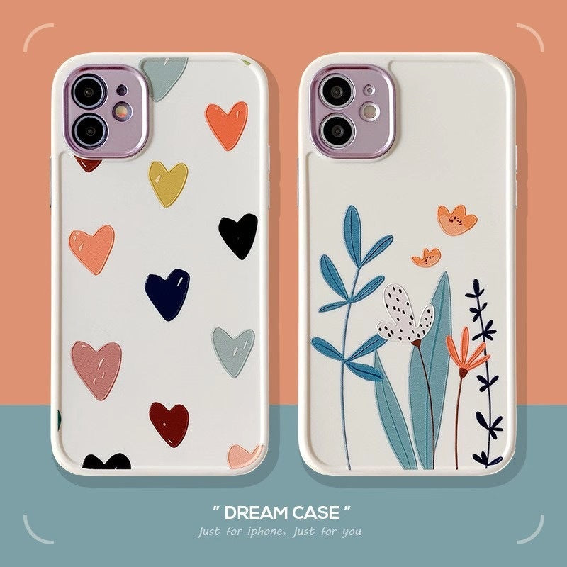 Aesthetic Flower & Heart Phone Cover