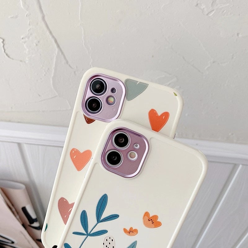 Aesthetic Flower & Heart Phone Cover