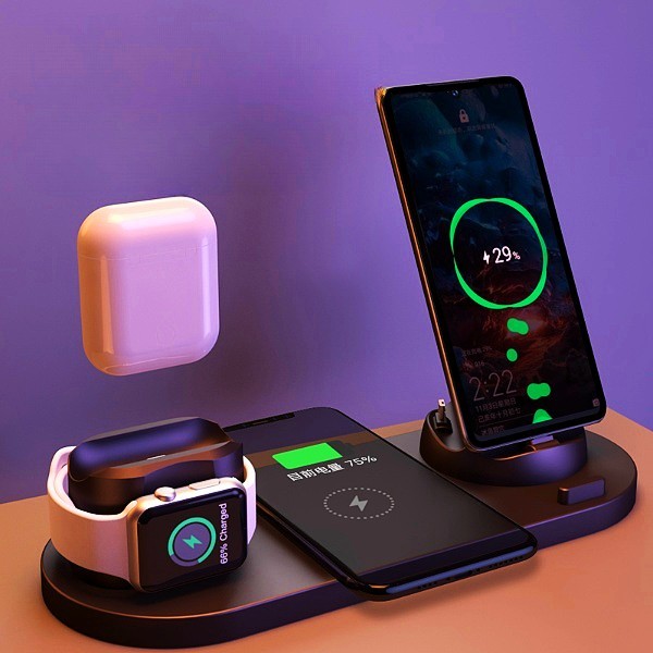 6-in-1 Fast Wireless Charging Station for iPhone, Apple Watch & AirPod
